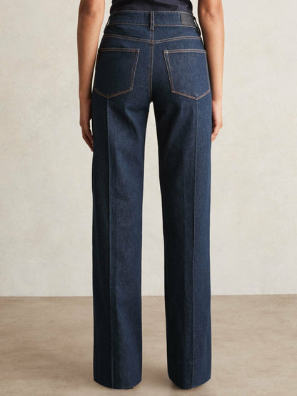 Paige Wide Leg Pintuck Jeans in Anais Blue Women | Reiss
