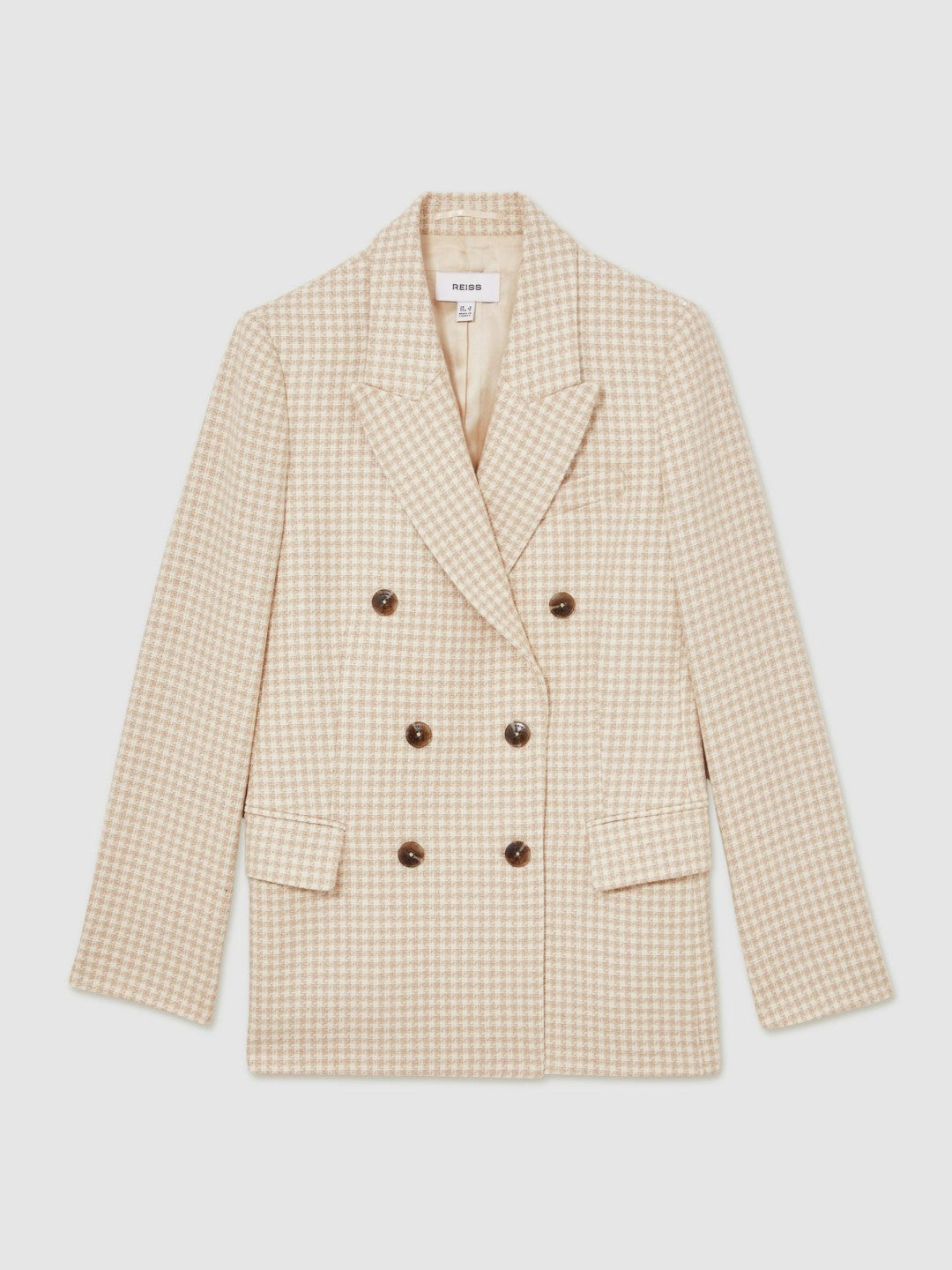 Petite Double Breasted Check Blazer With Wool in Neutral Check Women | Reiss