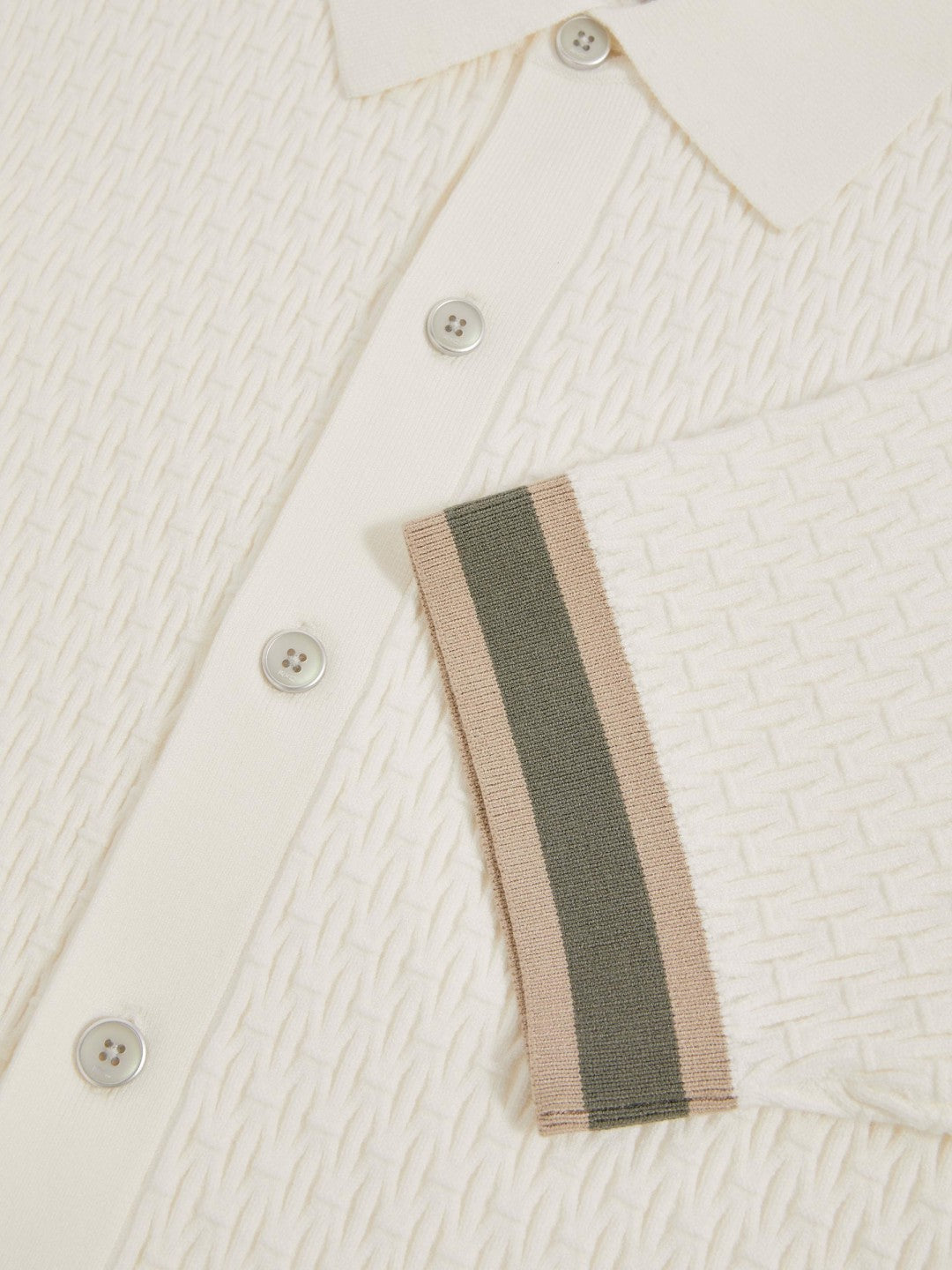 | Ché Textured Cuff-Trim Shirt in White Men | Reiss