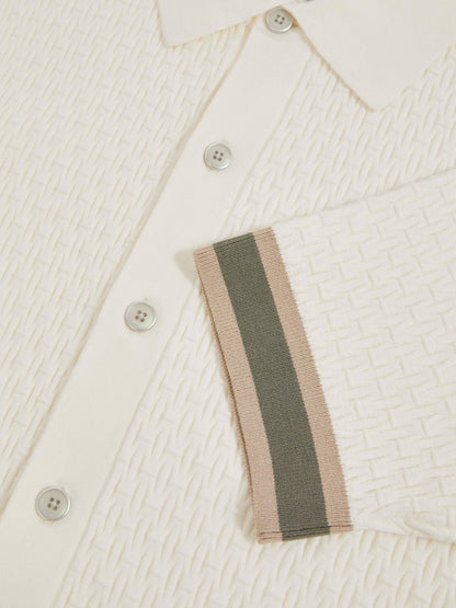 | Ché Textured Cuff-Trim Shirt in White Men | Reiss