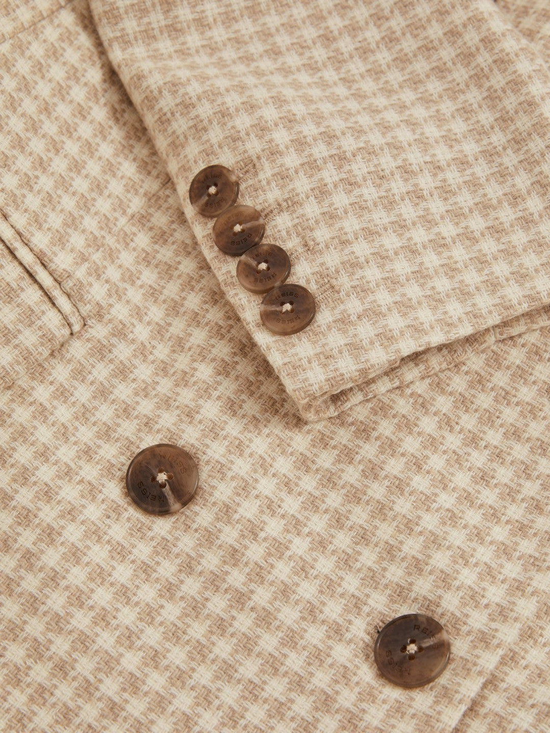 Double Breasted Check Blazer With Wool in Neutral Check Women | Reiss