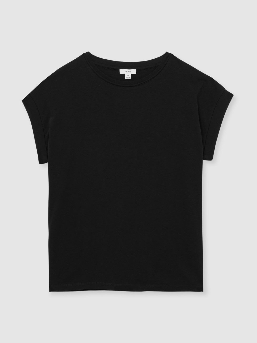 Brushed-Cotton Crew-Neck T-Shirt in Black Women | Reiss