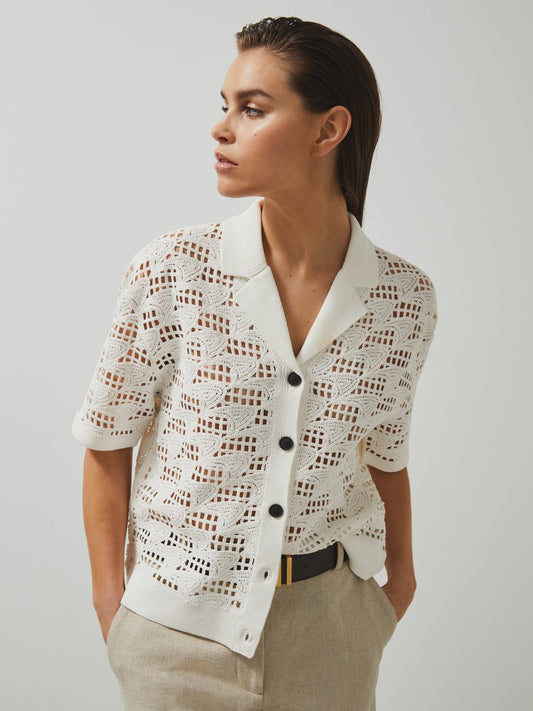 McLaren F1 Team Speedmark Crochet Shirt in White Women | Reiss
