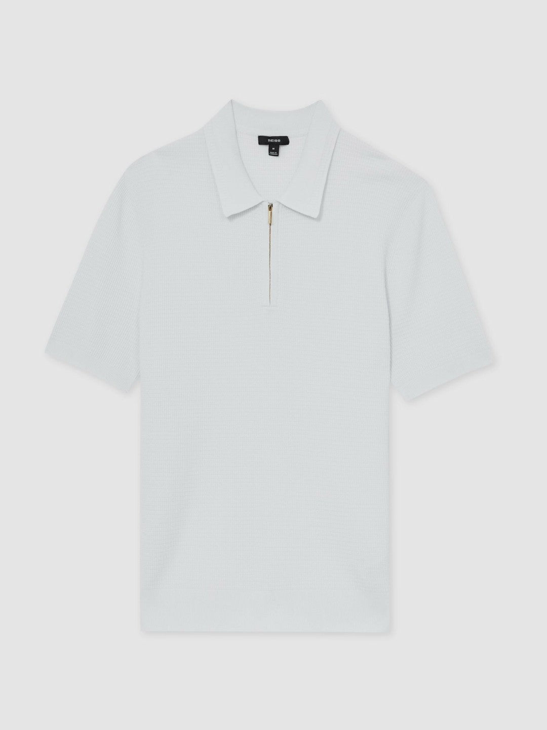 Textured Half-Zip Polo Shirt in White Men | Reiss