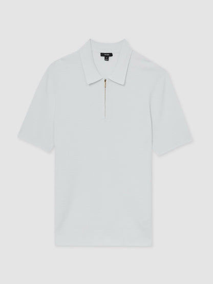 Textured Half-Zip Polo Shirt in White Men | Reiss
