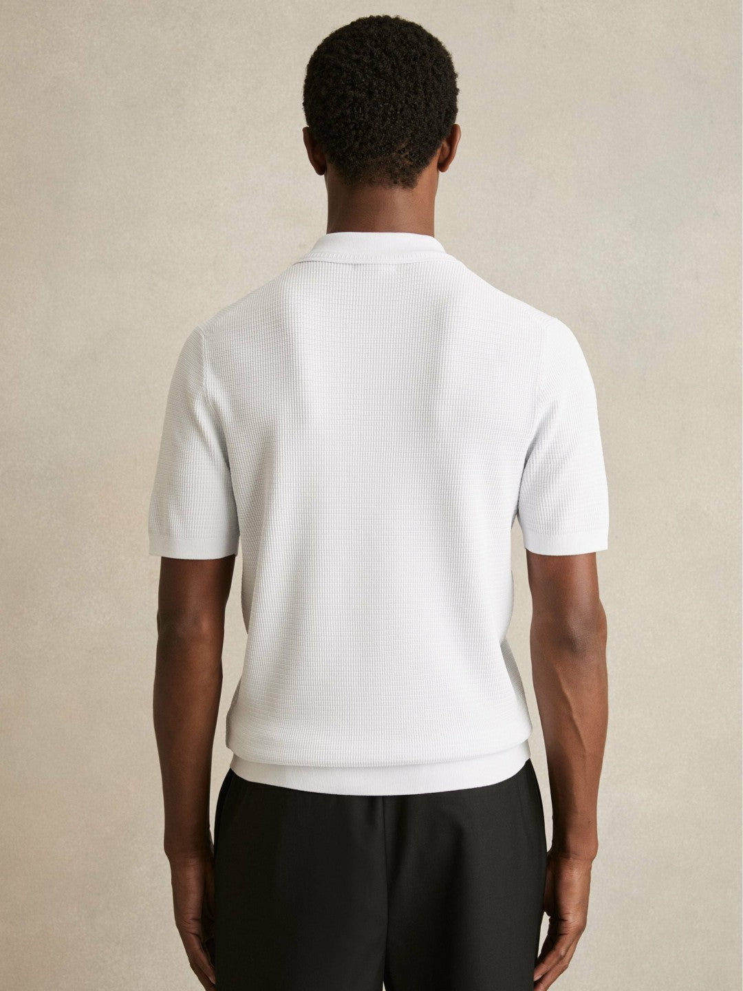 Textured Half-Zip Polo Shirt in White Men | Reiss