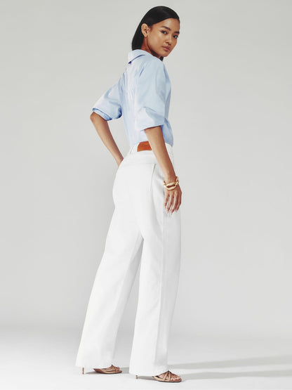 Petite Straight Leg Turn Up Jeans in White Women | Reiss