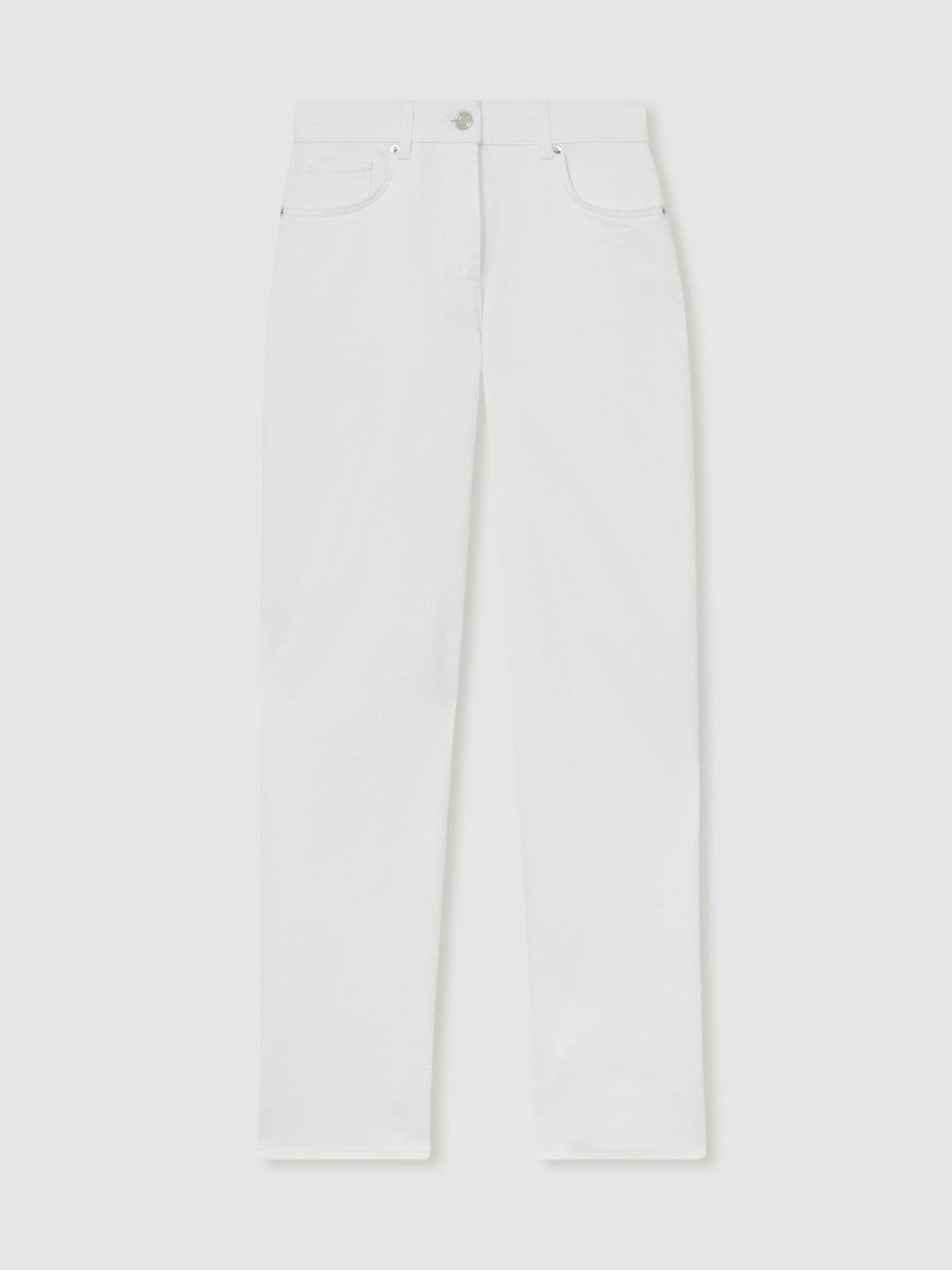 Petite Straight Leg Turn Up Jeans in White Women | Reiss