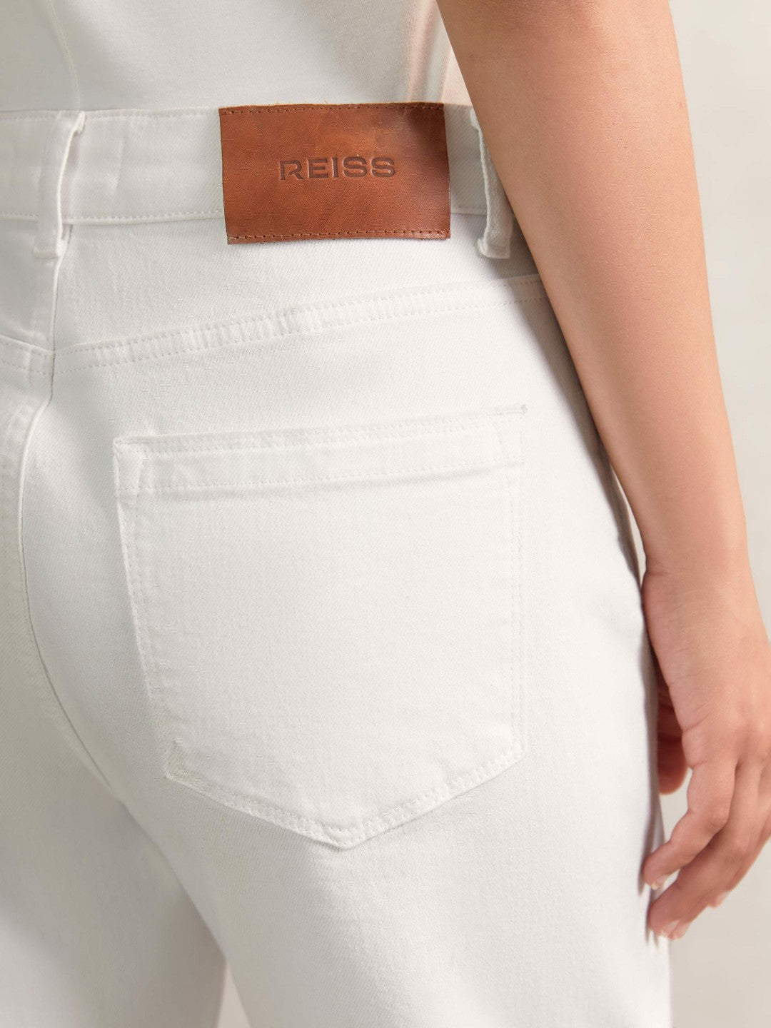 Petite Straight Leg Turn Up Jeans in White Women | Reiss