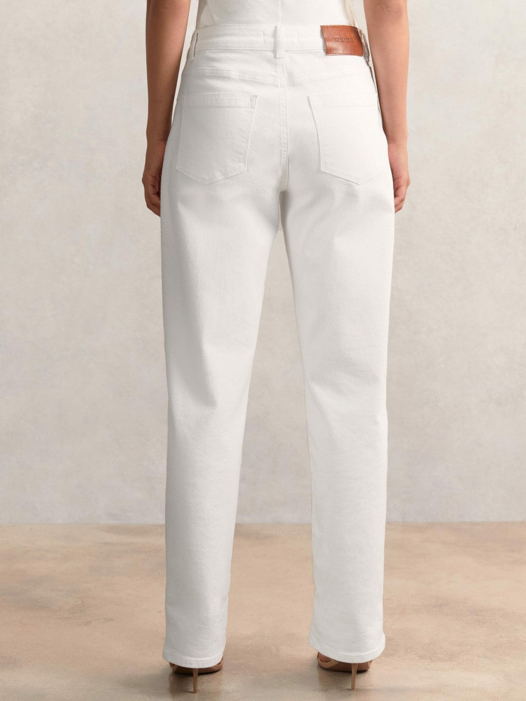 Petite Straight Leg Turn Up Jeans in White Women | Reiss