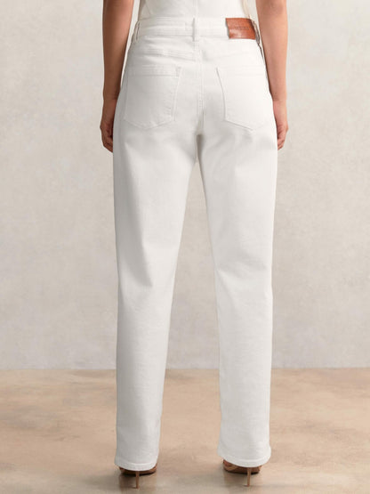 Petite Straight Leg Turn Up Jeans in White Women | Reiss