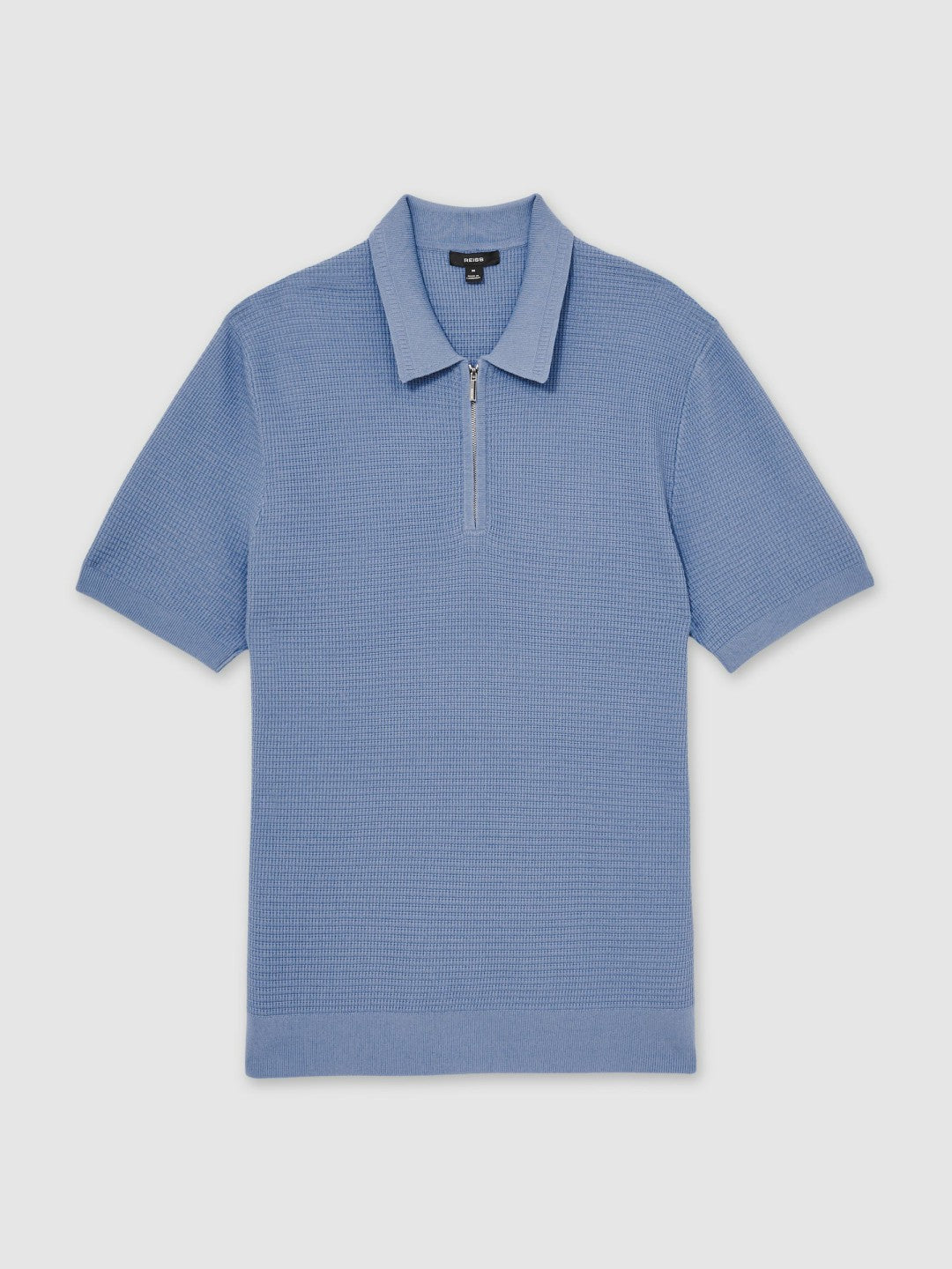 Textured Half-Zip Polo Shirt in Blue Men | Reiss