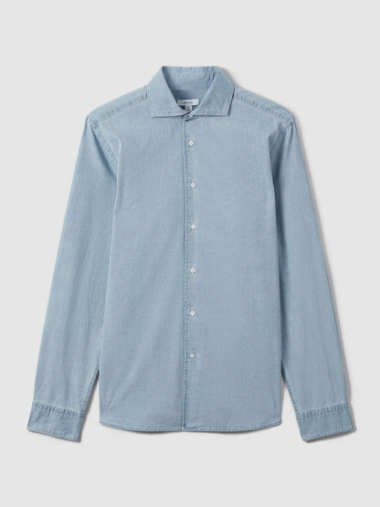 Washed Cotton Chambray Shirt in Blue Men | Reiss