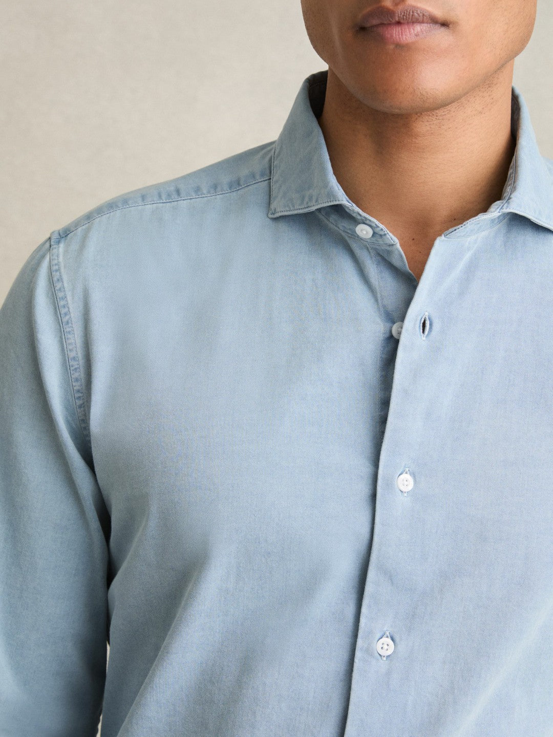 Washed Cotton Chambray Shirt in Blue Men | Reiss