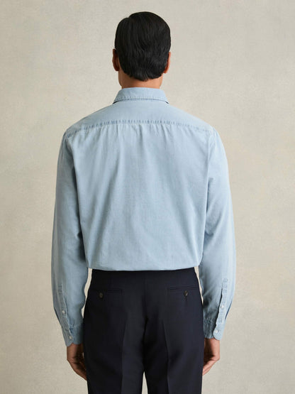 Washed Cotton Chambray Shirt in Blue Men | Reiss