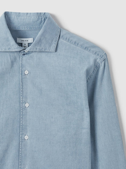 Washed Cotton Chambray Shirt in Blue Men | Reiss