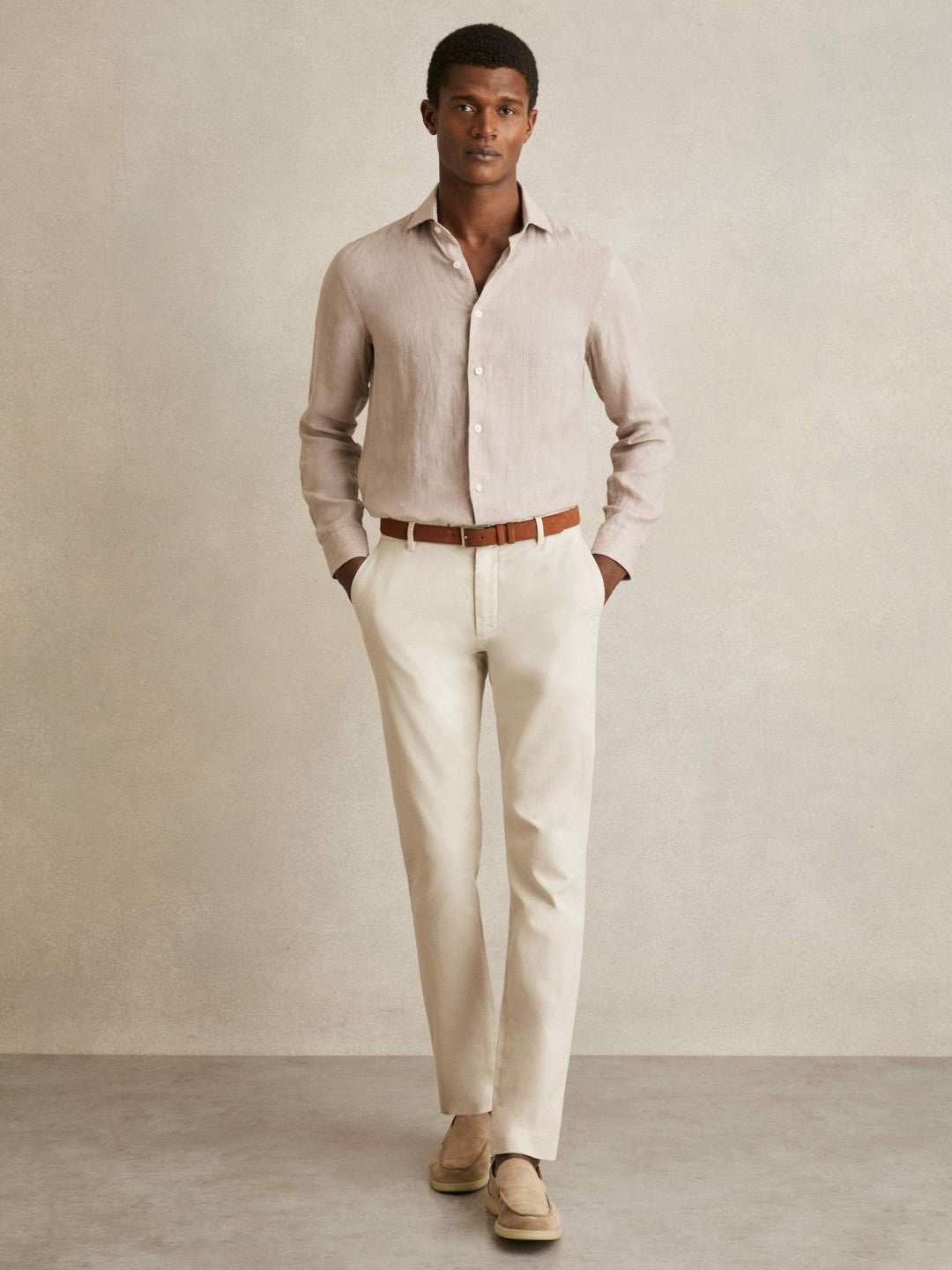 Cotton-Piqué Slim-Fit Chinos in Off White Men | Reiss