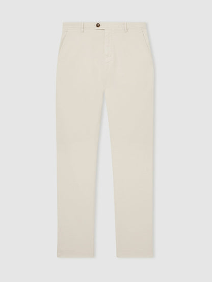 Cotton-Piqué Slim-Fit Chinos in Off White Men | Reiss
