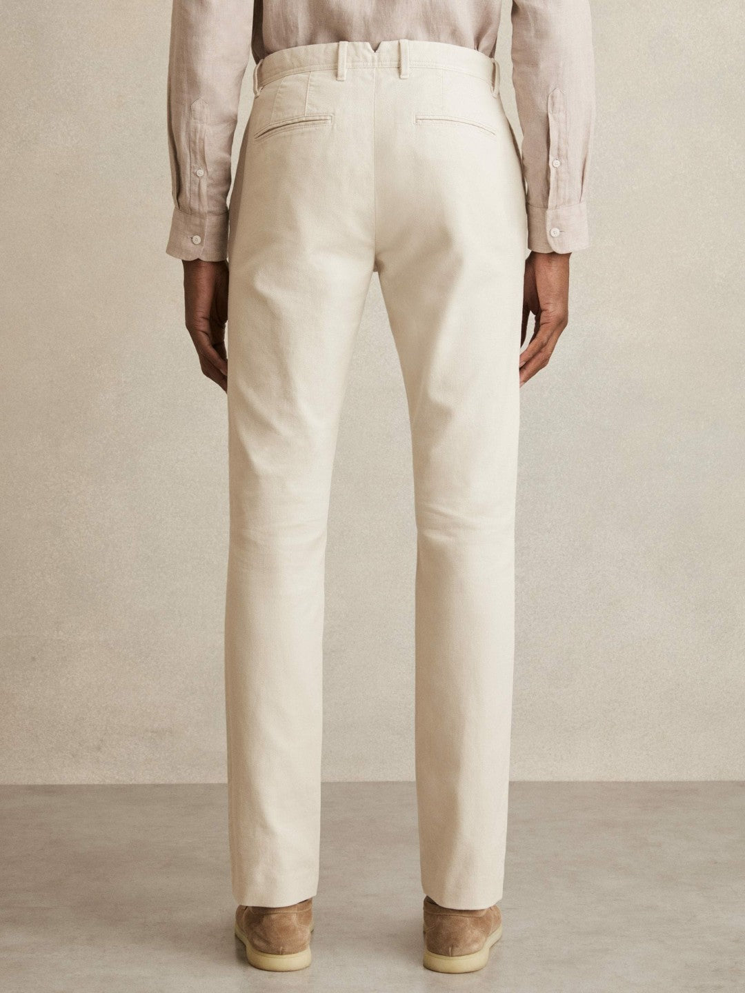 Cotton-Piqué Slim-Fit Chinos in Off White Men | Reiss