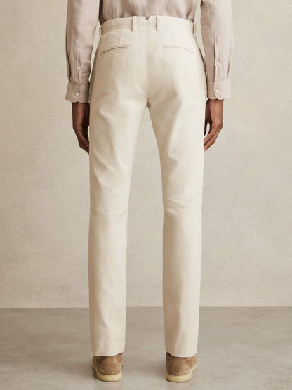 Cotton-Piqué Slim-Fit Chinos in Off White Men | Reiss