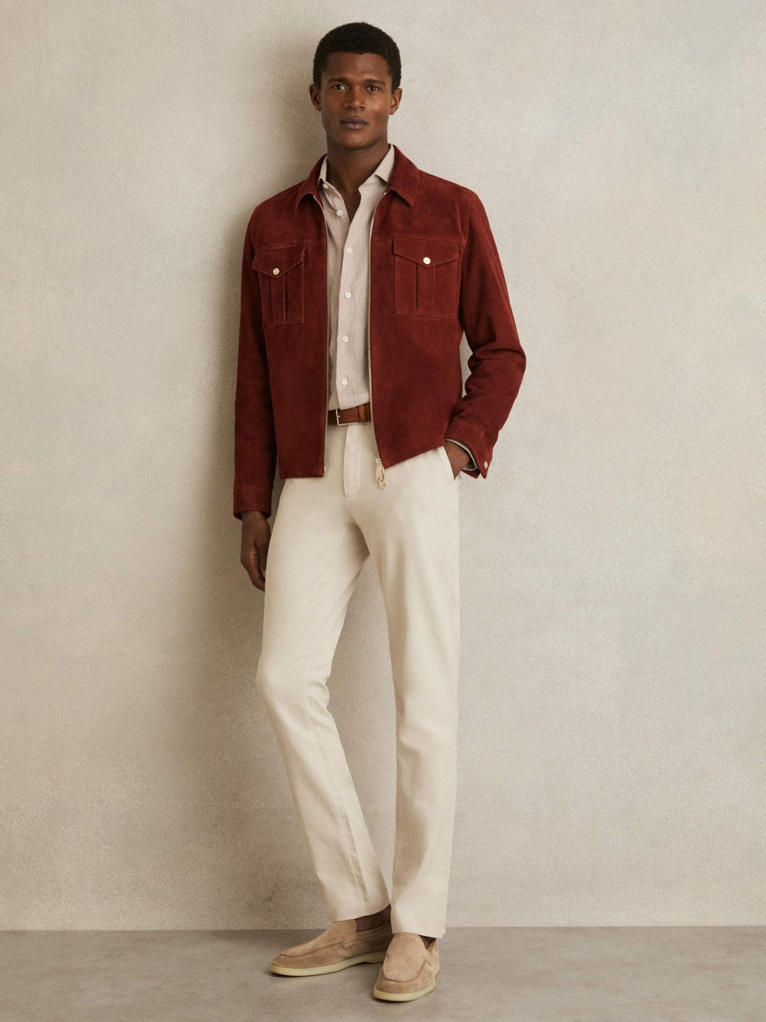 Cotton-Piqué Slim-Fit Chinos in Off White Men | Reiss