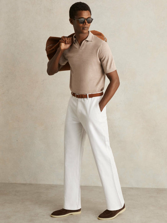 Cotton-Linen Relaxed-Fit Trousers in White Men | Reiss