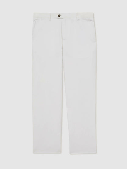 Cotton-Linen Relaxed-Fit Trousers in White Men | Reiss