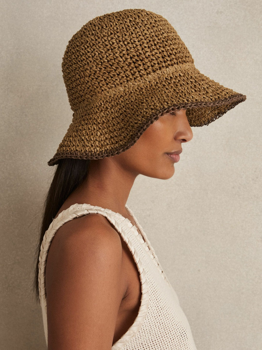 Straw Sun Hat in Tan Women | Reiss