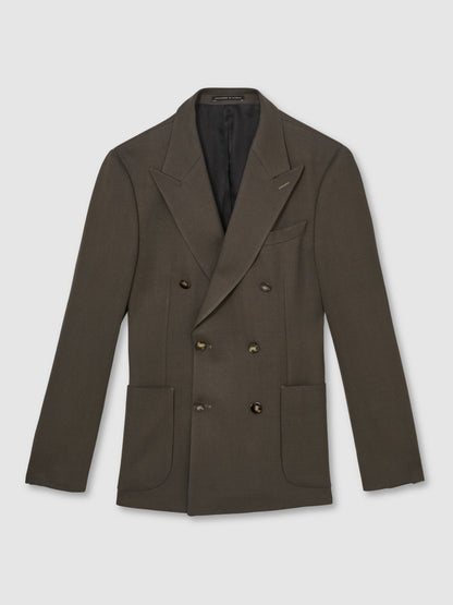 Slim Fit Double Breasted Suit Blazer in Dark Green Men | Reiss