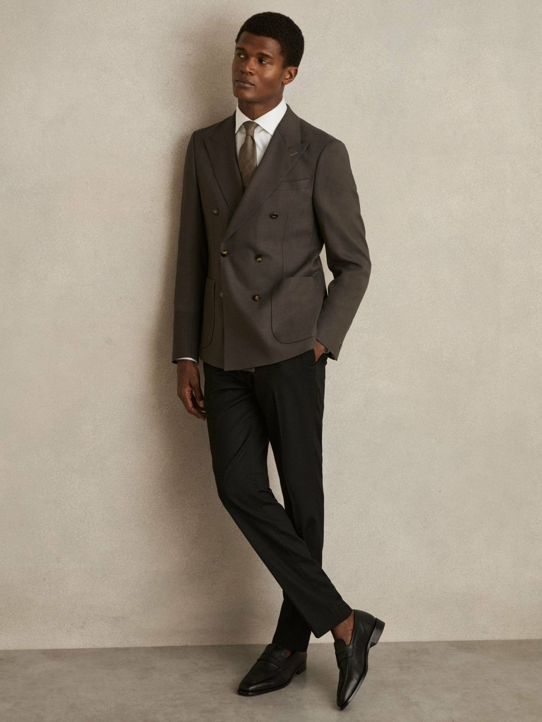 Slim Fit Double Breasted Suit Blazer in Dark Green Men | Reiss