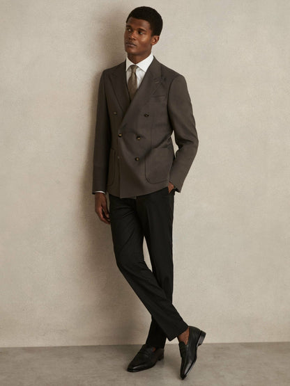 Slim Fit Double Breasted Suit Blazer in Dark Green Men | Reiss