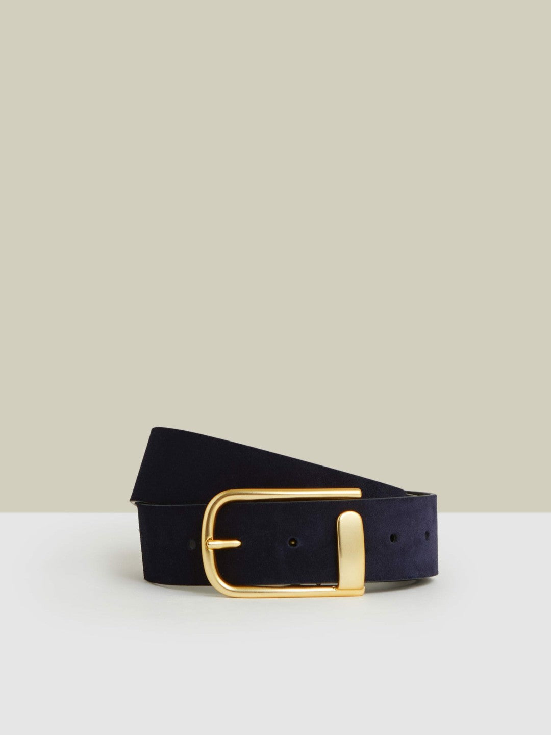 Leather Half Keeper Belt in Navy Women | Reiss
