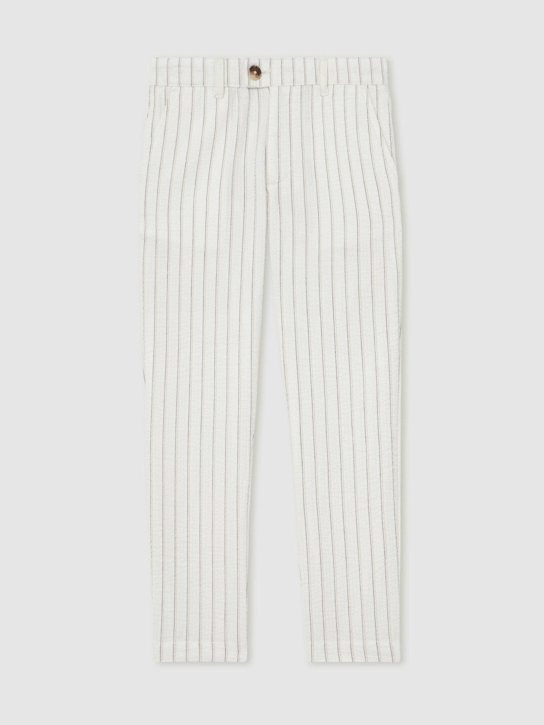 9-13 yrs Cotton Pinstripe Trousers Regular-Fit in Off White/Taupe Brown Children & Baby | Reiss