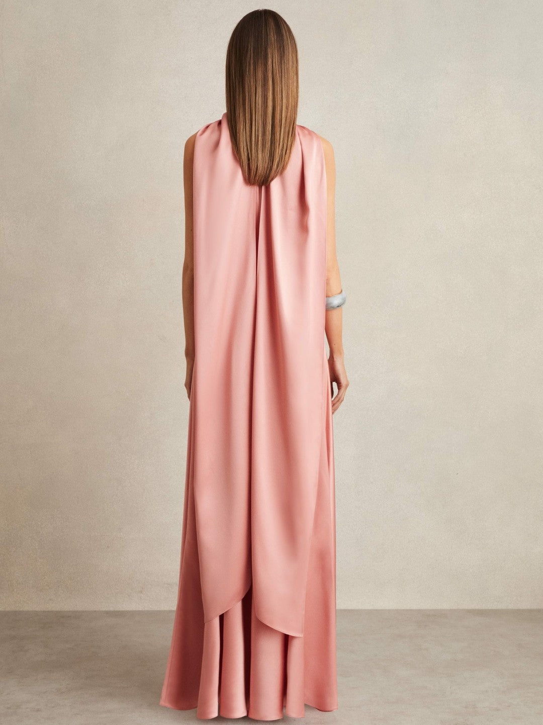 Satin Cape Maxi Dress in Pink Women | Reiss