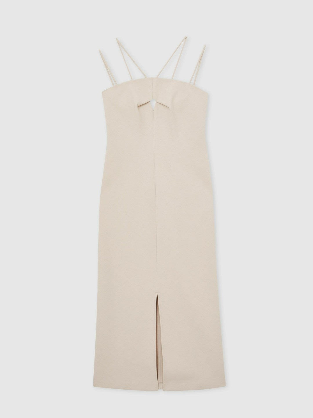 Double Strap Cut Out Midi Dress in Stone Neutral Women | Reiss