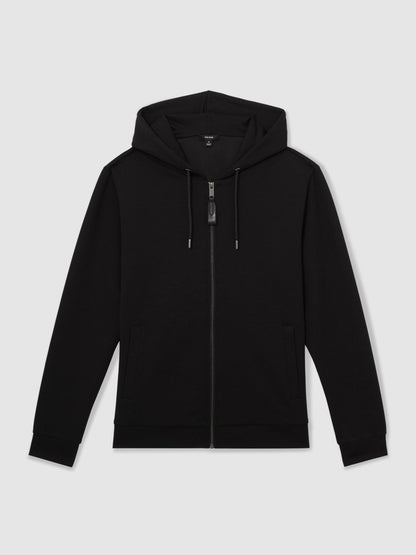 Interlock Zip-Through Hoodie in Black Men | Reiss