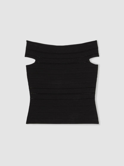 Bardot Open Knit Top in Black Women | Reiss