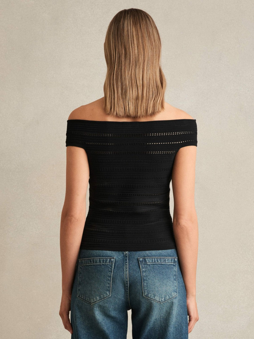 Bardot Open Knit Top in Black Women | Reiss
