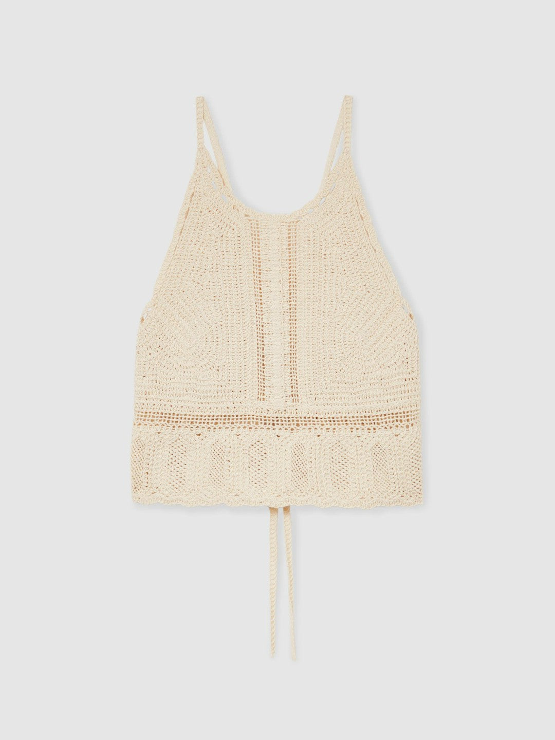 Cotton Crochet Tie-Back Cropped Top in Cream Women | Reiss