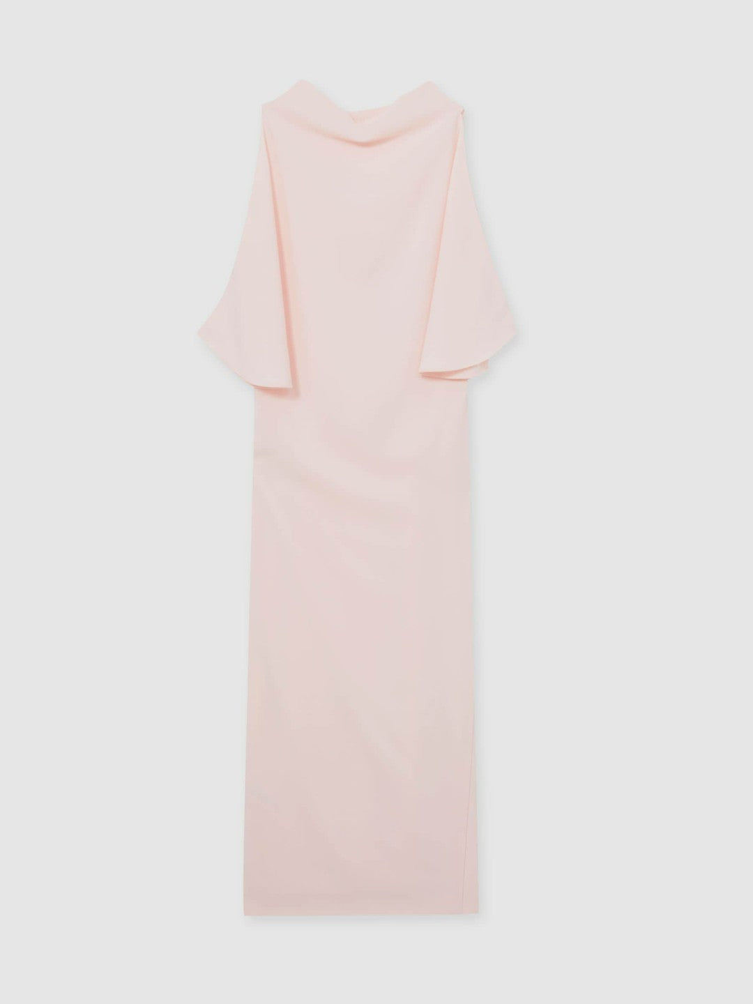 Draped-Front High-Neck Midi Dress in Pale Pink Women | Reiss
