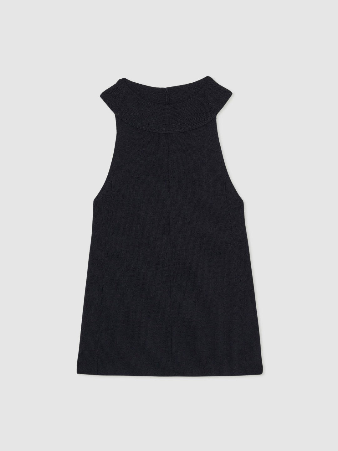 Rib Knit High Neck Vest in Navy Women | Reiss