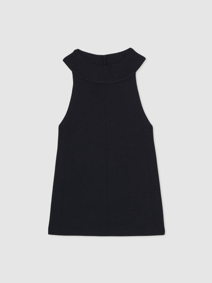 Rib Knit High Neck Vest in Navy Women | Reiss