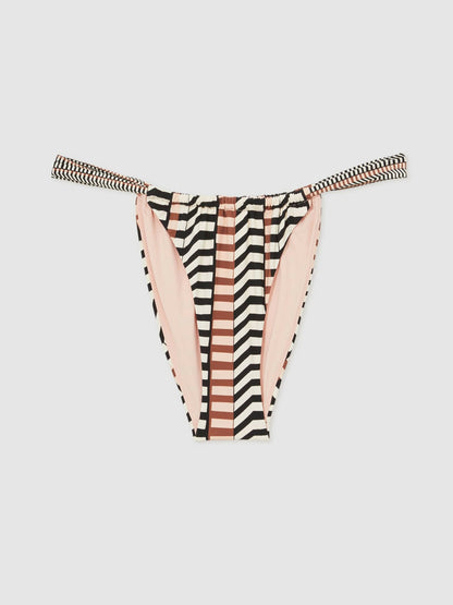 Chevron Stripe Bikini Bottoms in Black/Brown Women | Reiss