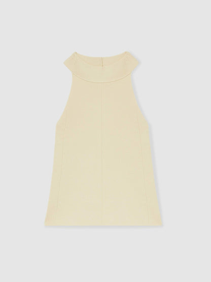 Rib Knit High Neck Vest in Ivory Women | Reiss