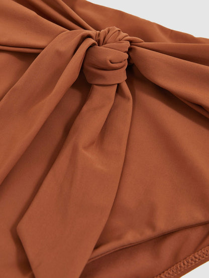 High Waist Tie Front Bikini Bottoms in Brown Women | Reiss