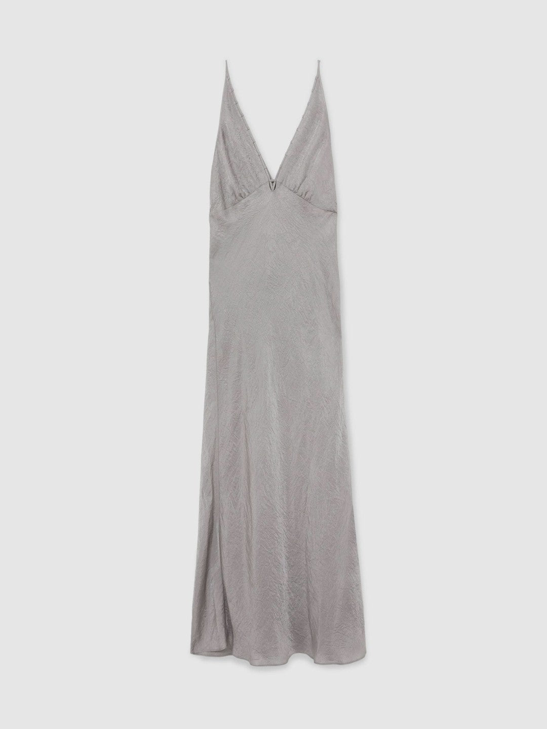 Crushed Satin Tie Back Slip Dress in Grey Women | Reiss