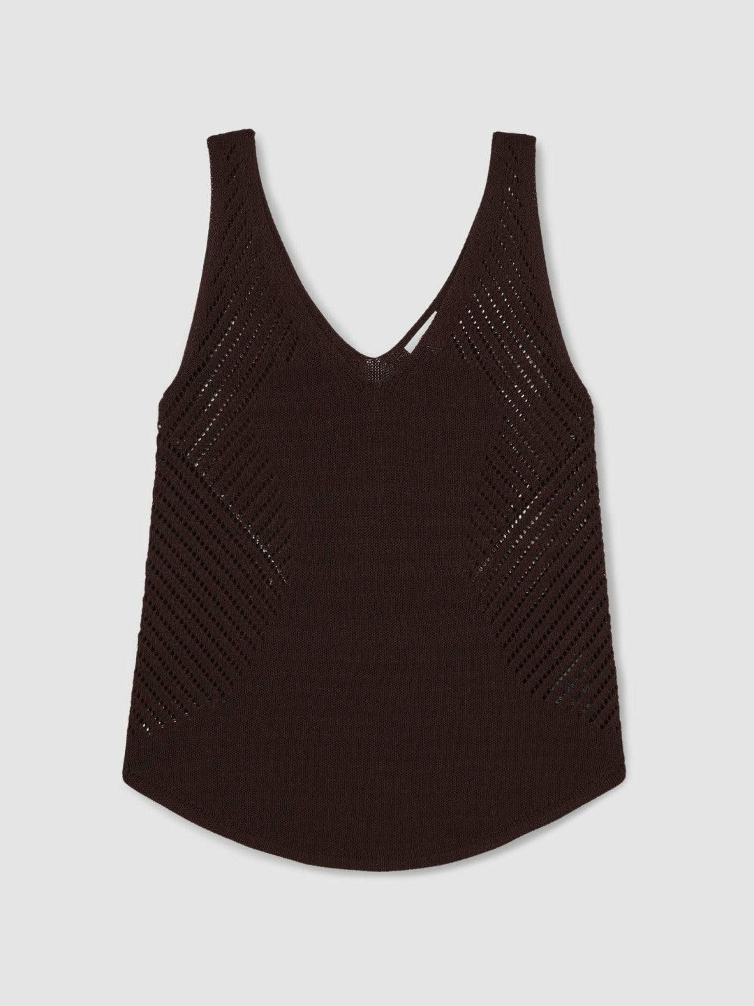 Cotton Blend Open Knit Vest in Chocolate Brown Women | Reiss
