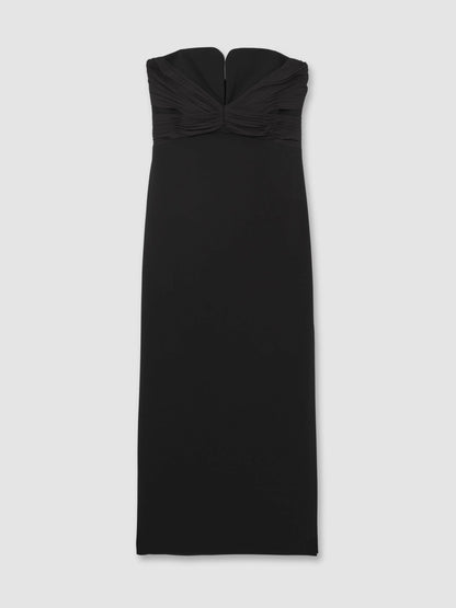 Halston Strapless Crepe Midi Dress in Black Women | Reiss