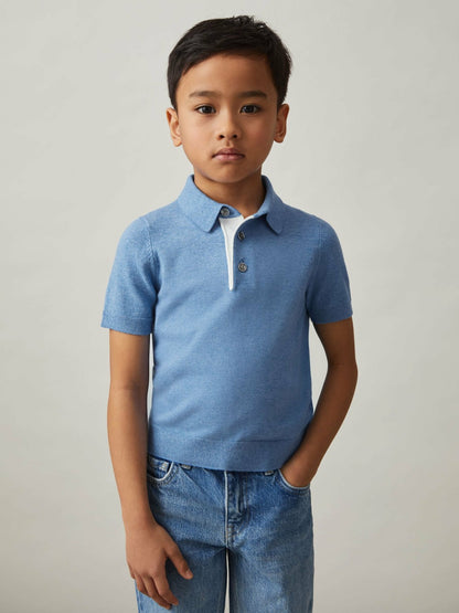 3-9 yrs Contrast Placket Polo Shirt With Cotton in Blue Children & Baby | Reiss