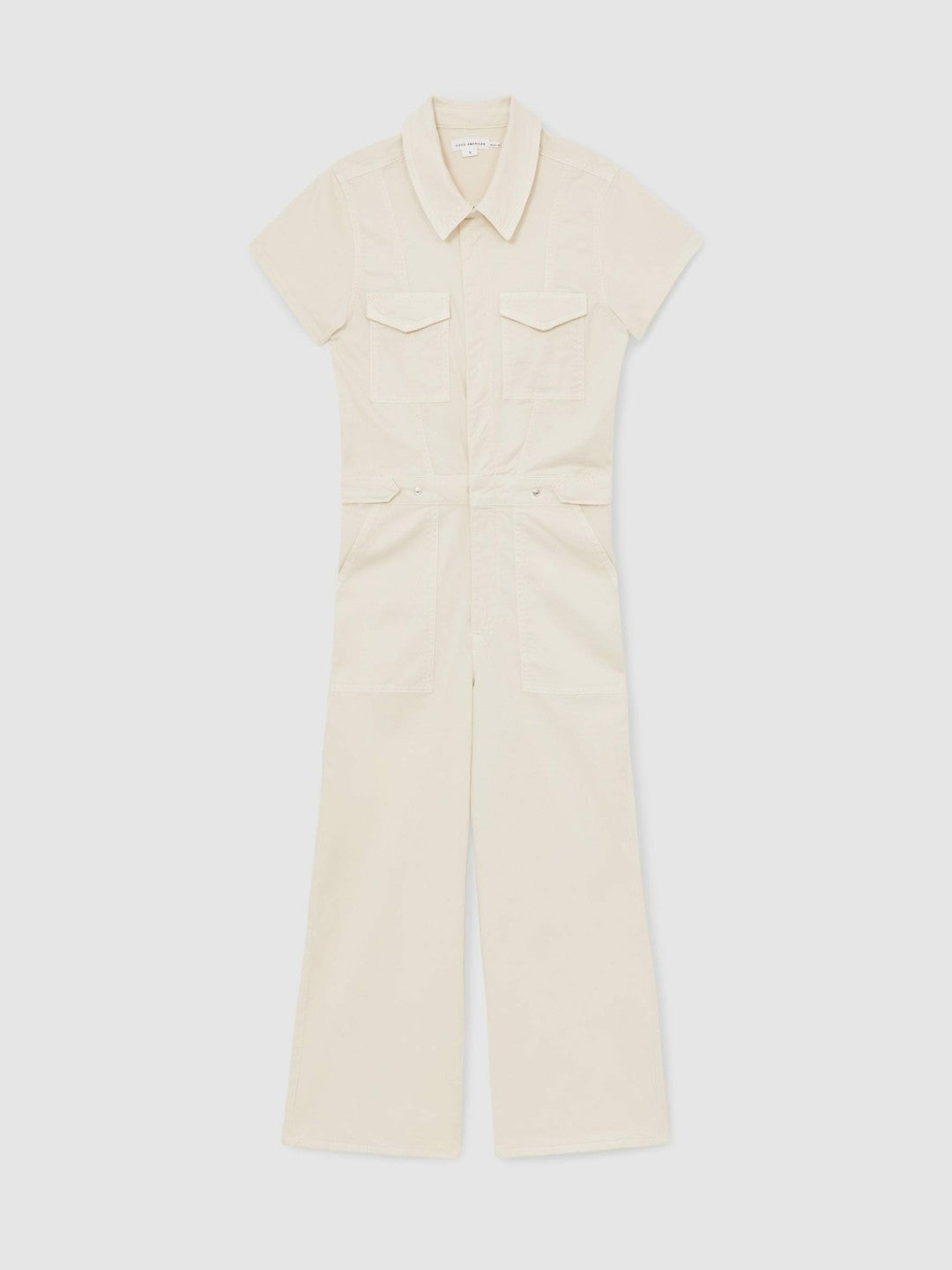 Good American Cotton Twill Jumpsuit with Stretch in Ecru Women | Reiss